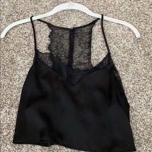 Free people silk black lace tank
